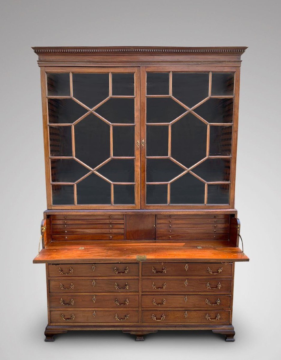 18th Century George III Period Mahogany Secretary Library Bookcase-photo-3