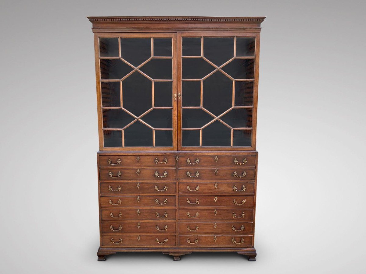 18th Century George III Period Mahogany Secretary Library Bookcase-photo-3