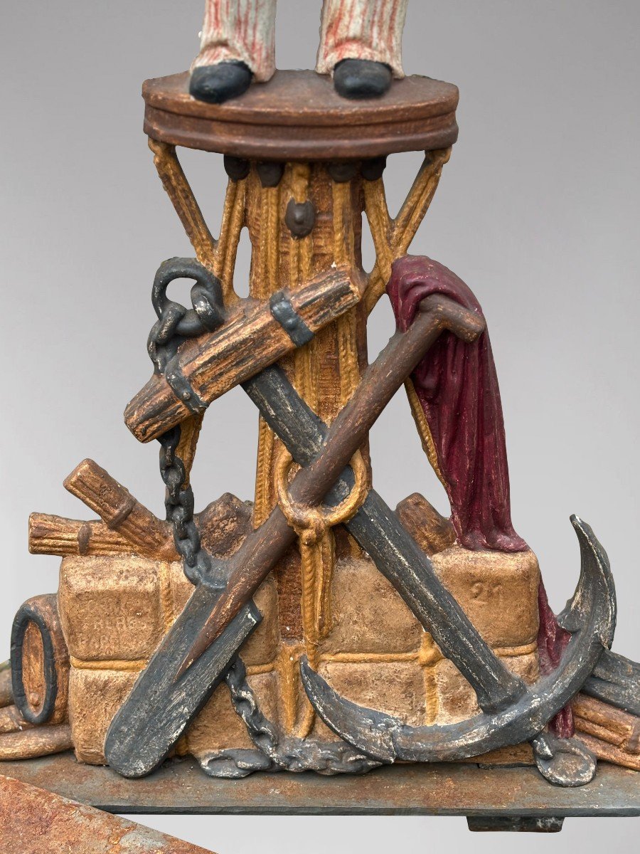 19th Century Victorian Period Painted Cast Iron Nautical Umbrella Stand-photo-1