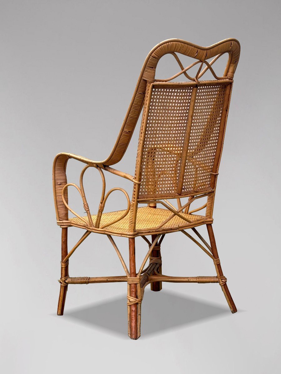 Fauteuil des Années 1960 en Bambou et Rotin-photo-4