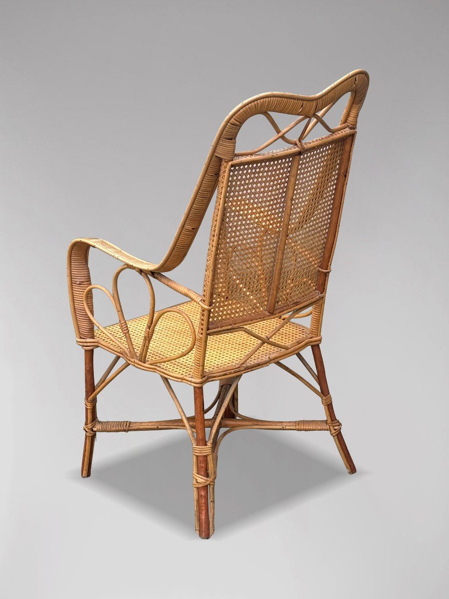 Fauteuil des Années 1960 en Bambou et Rotin-photo-3