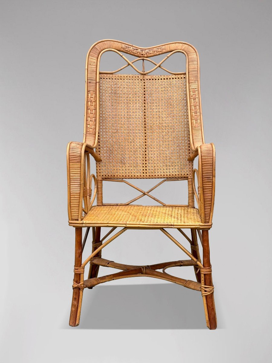 Fauteuil des Années 1960 en Bambou et Rotin-photo-4