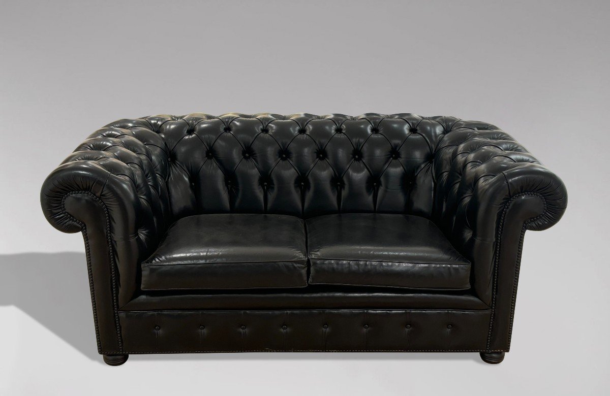 Canapé Chesterfield 2 Places en Cuir Noir