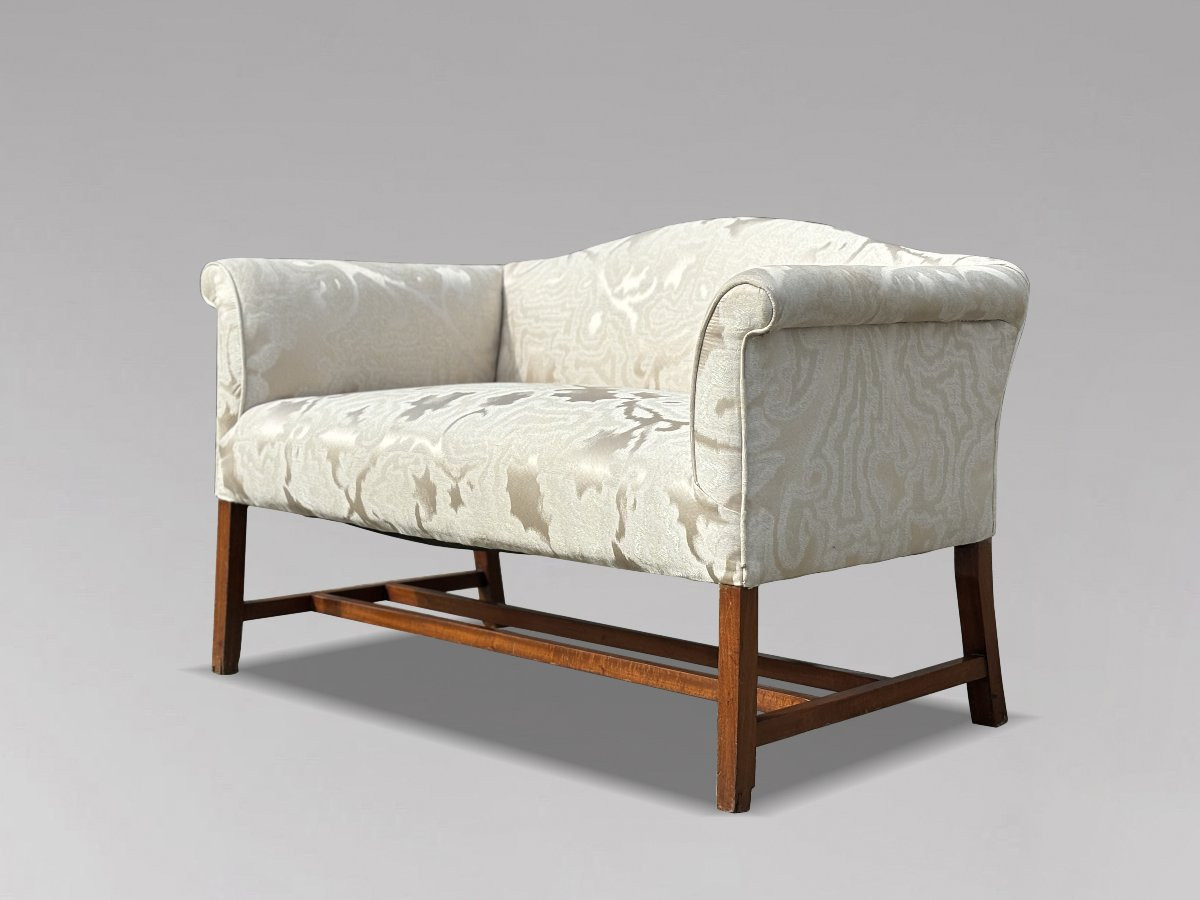 Small 19th Century Reupholstered Sofa Gold Window Seat-photo-3