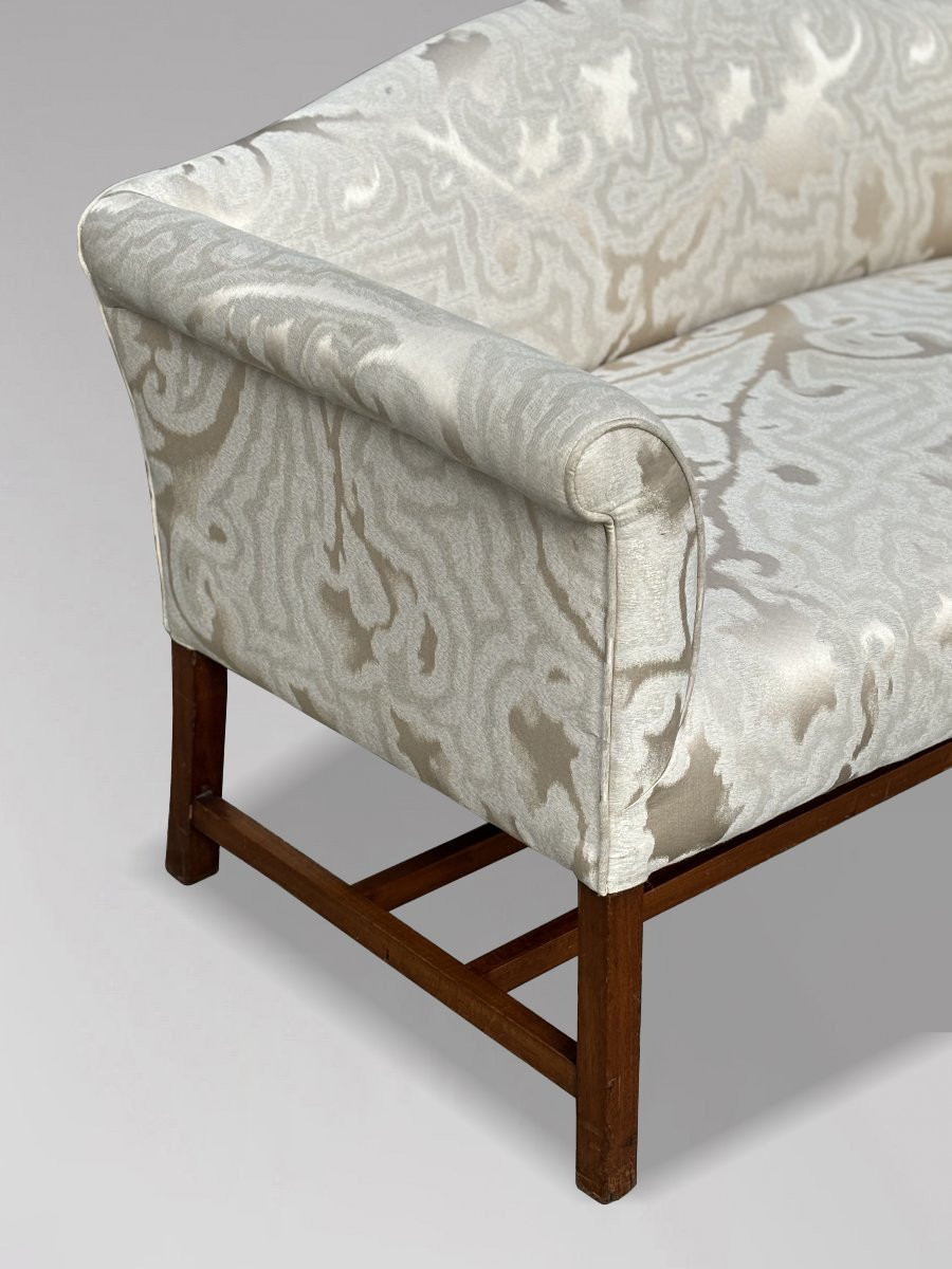 Small 19th Century Reupholstered Sofa Gold Window Seat-photo-2