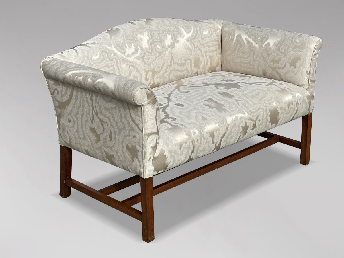 Small 19th Century Reupholstered Sofa Gold Window Seat