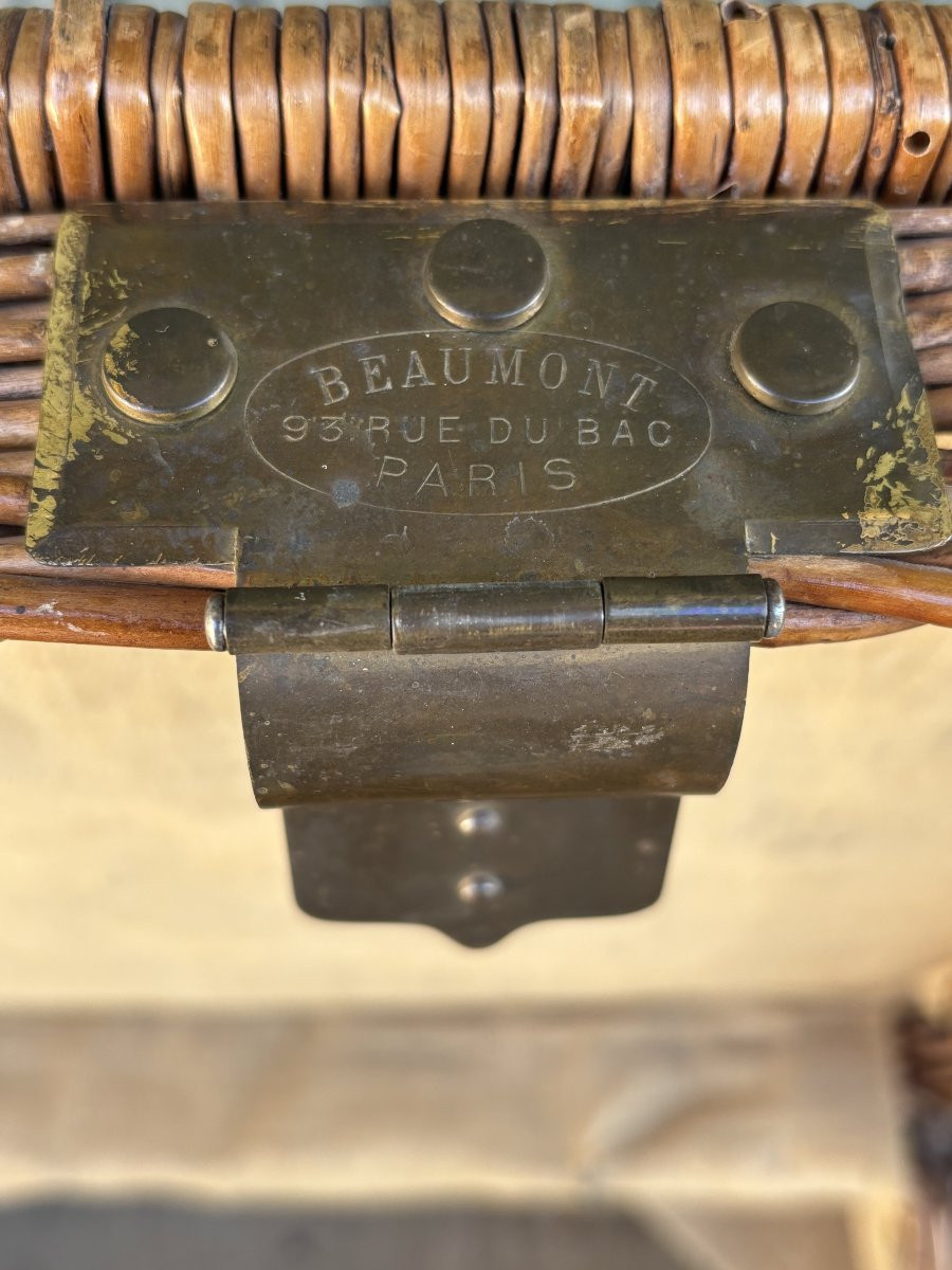 19ème Siècle, Grand Panier à Linge en Osier par Beaumont à Paris-photo-2