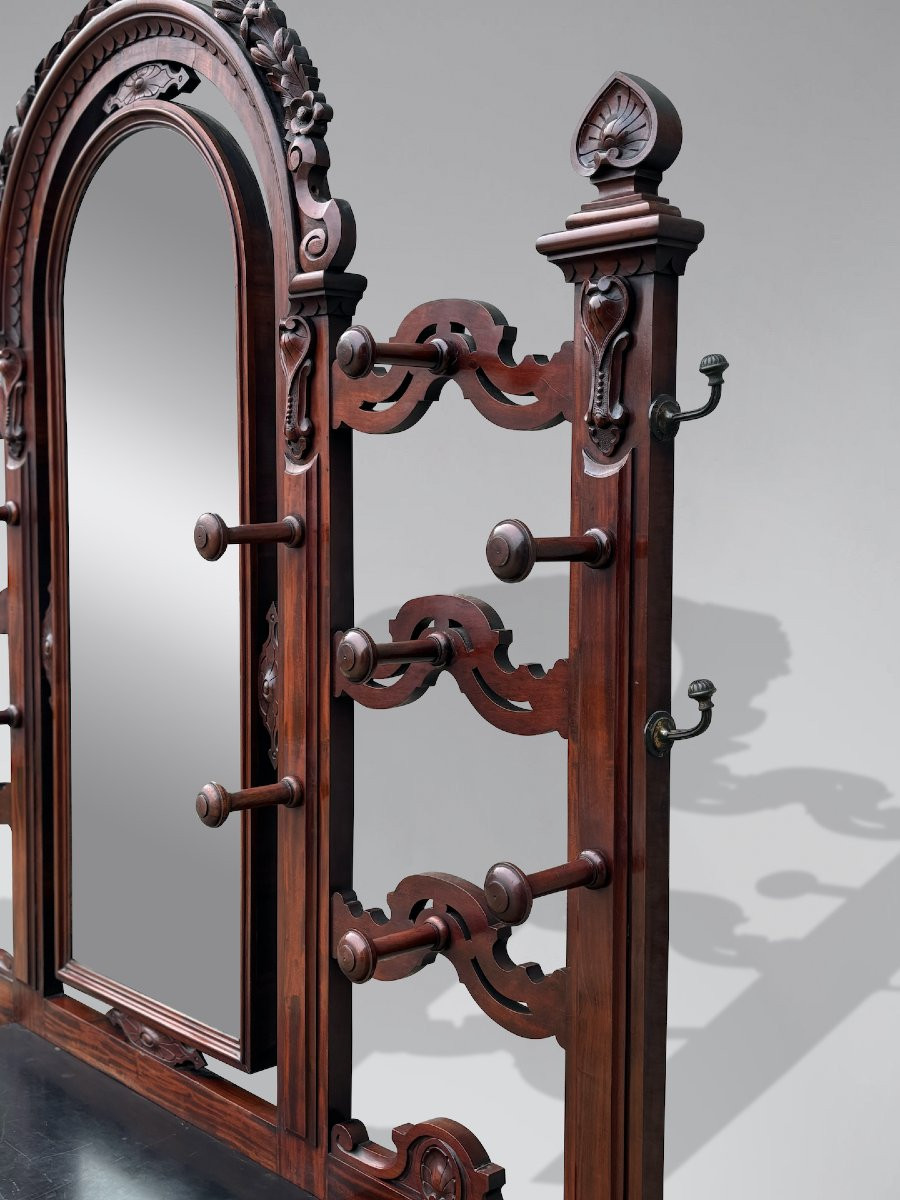 Large 19th Century Victorian Period Mahogany Hall Stand With Mirror-photo-3