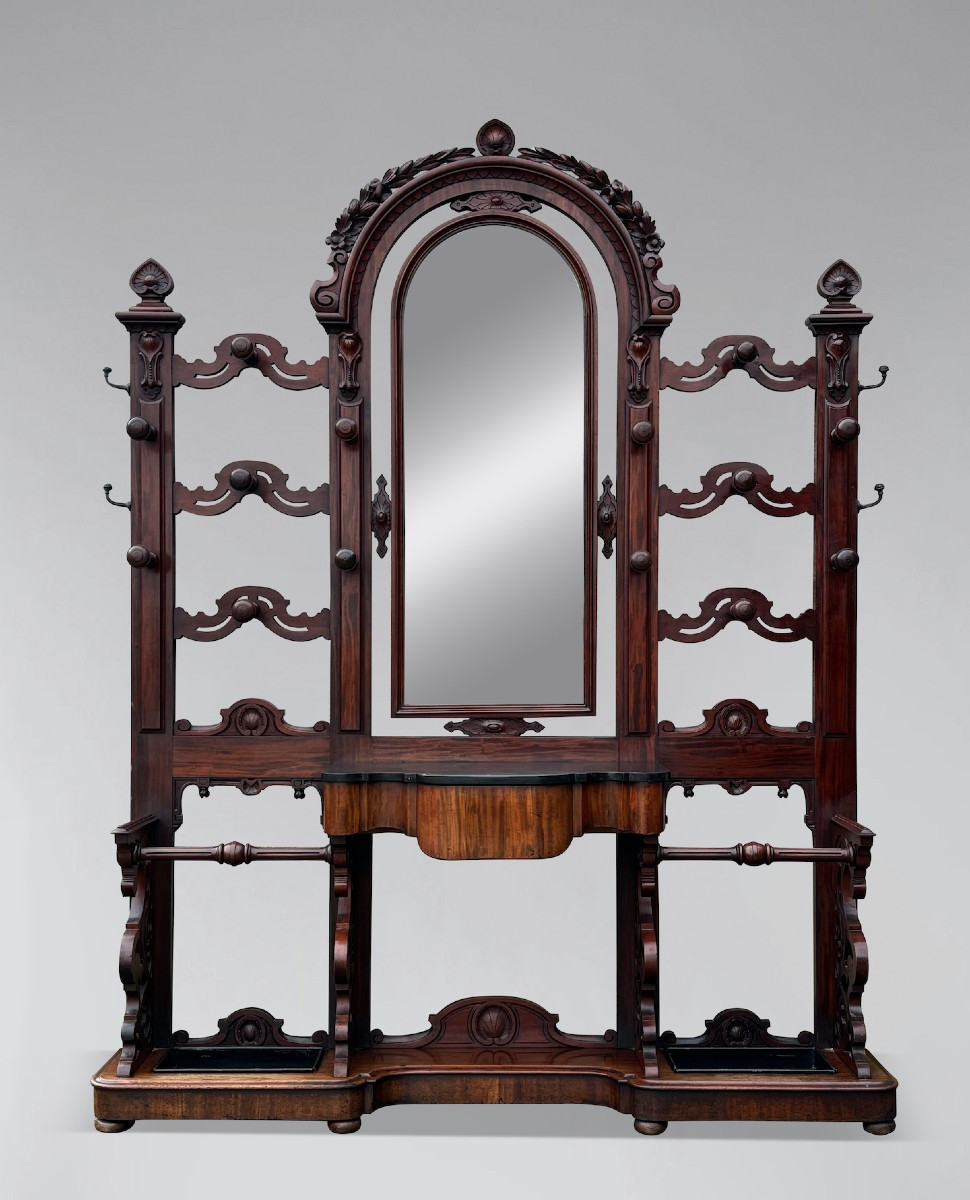 Large 19th Century Victorian Period Mahogany Hall Stand With Mirror