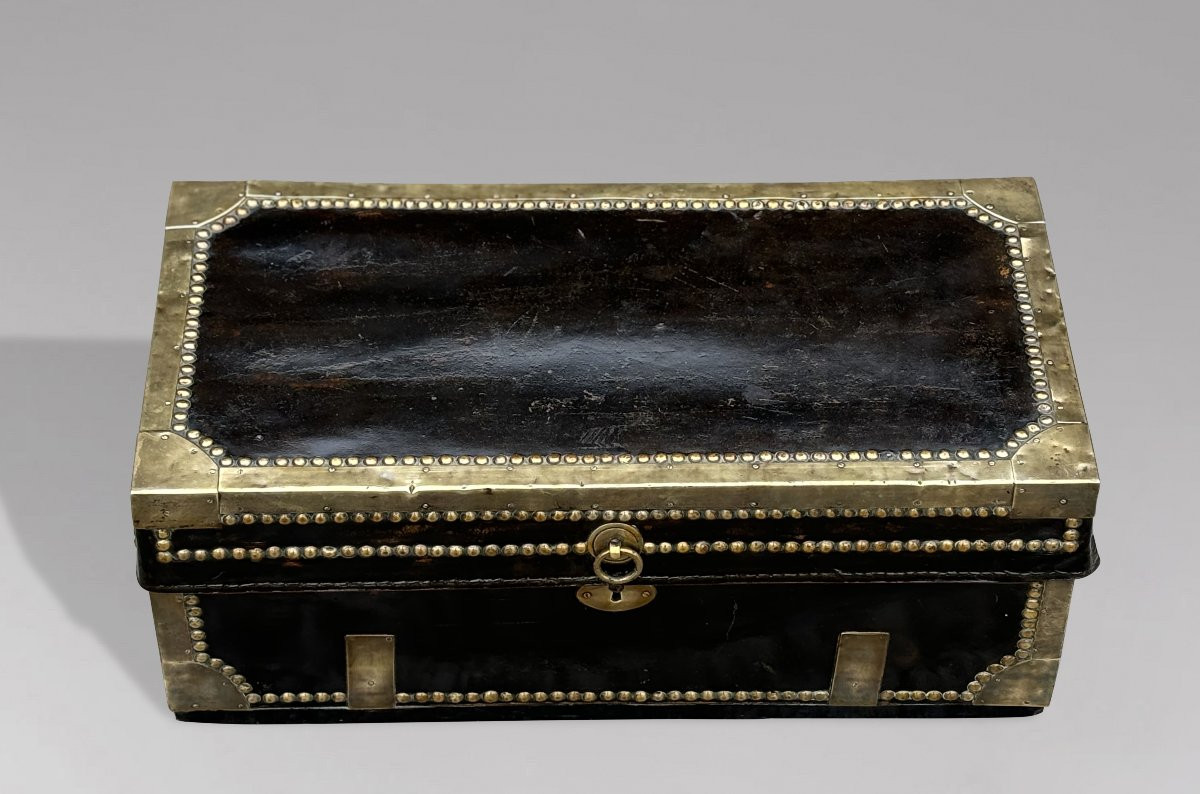 Début du 19ème Siècle, Malle de Transport en Cuir et Laiton, Époque George III-photo-4