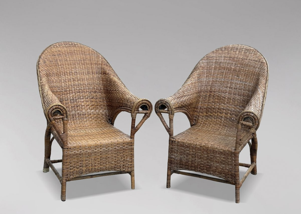 Paire de Fauteuils en Rotin et Osier Arts & Crafts par Dryad, c1920-photo-7