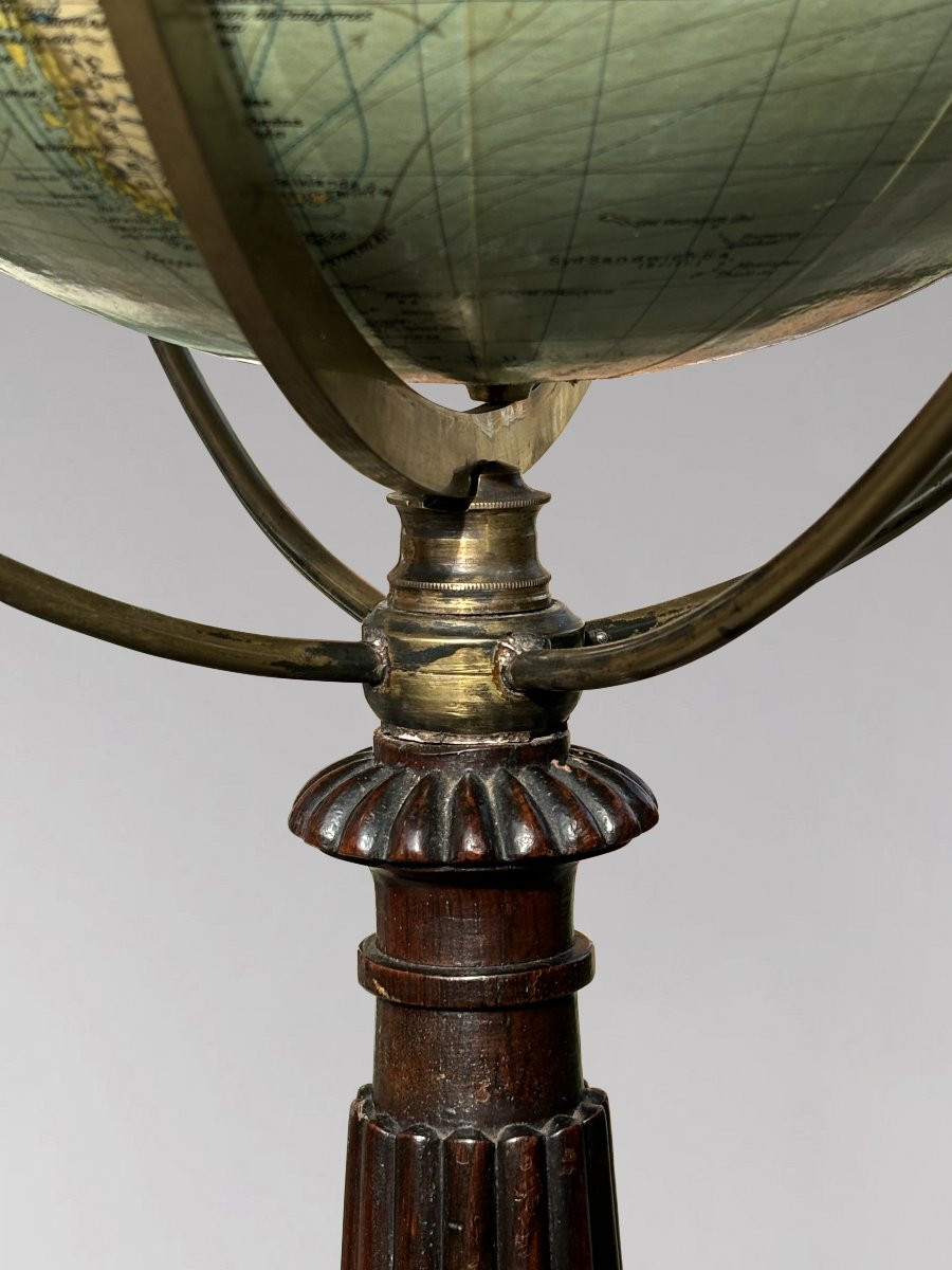 19ème Siècle, Globe Terrestre sur Pied en Palissandre, Époque Guillaume IV-photo-3