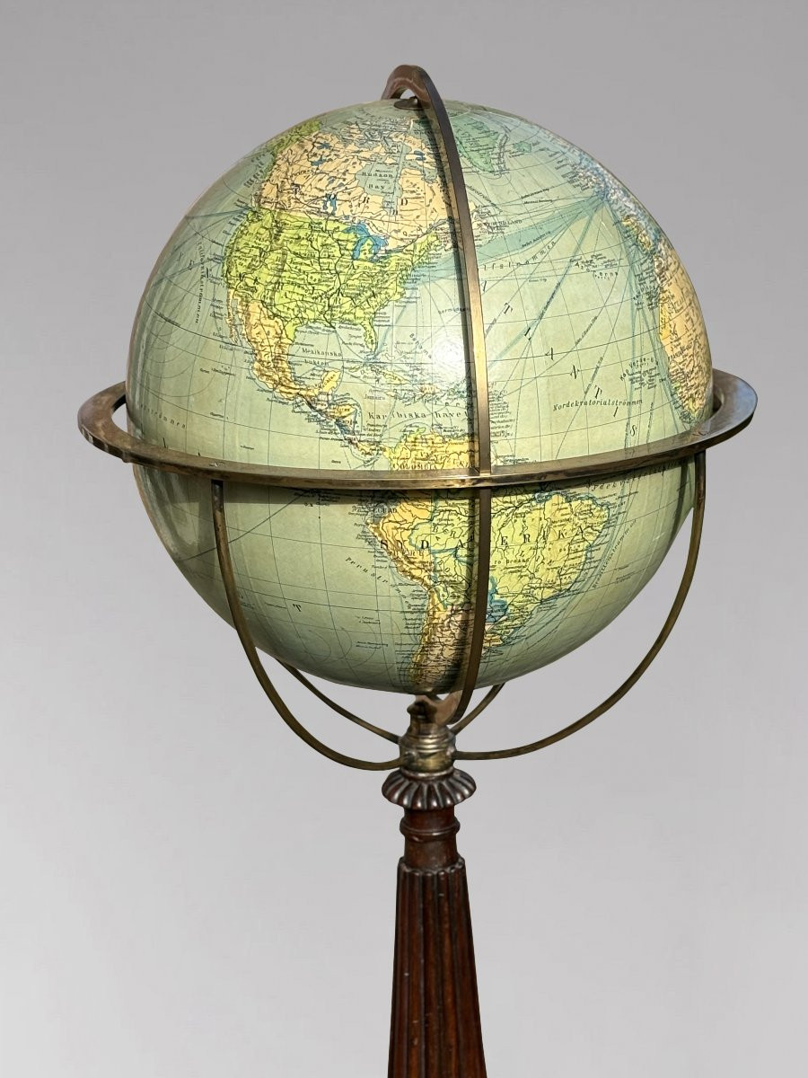 19ème Siècle, Globe Terrestre sur Pied en Palissandre, Époque Guillaume IV-photo-3