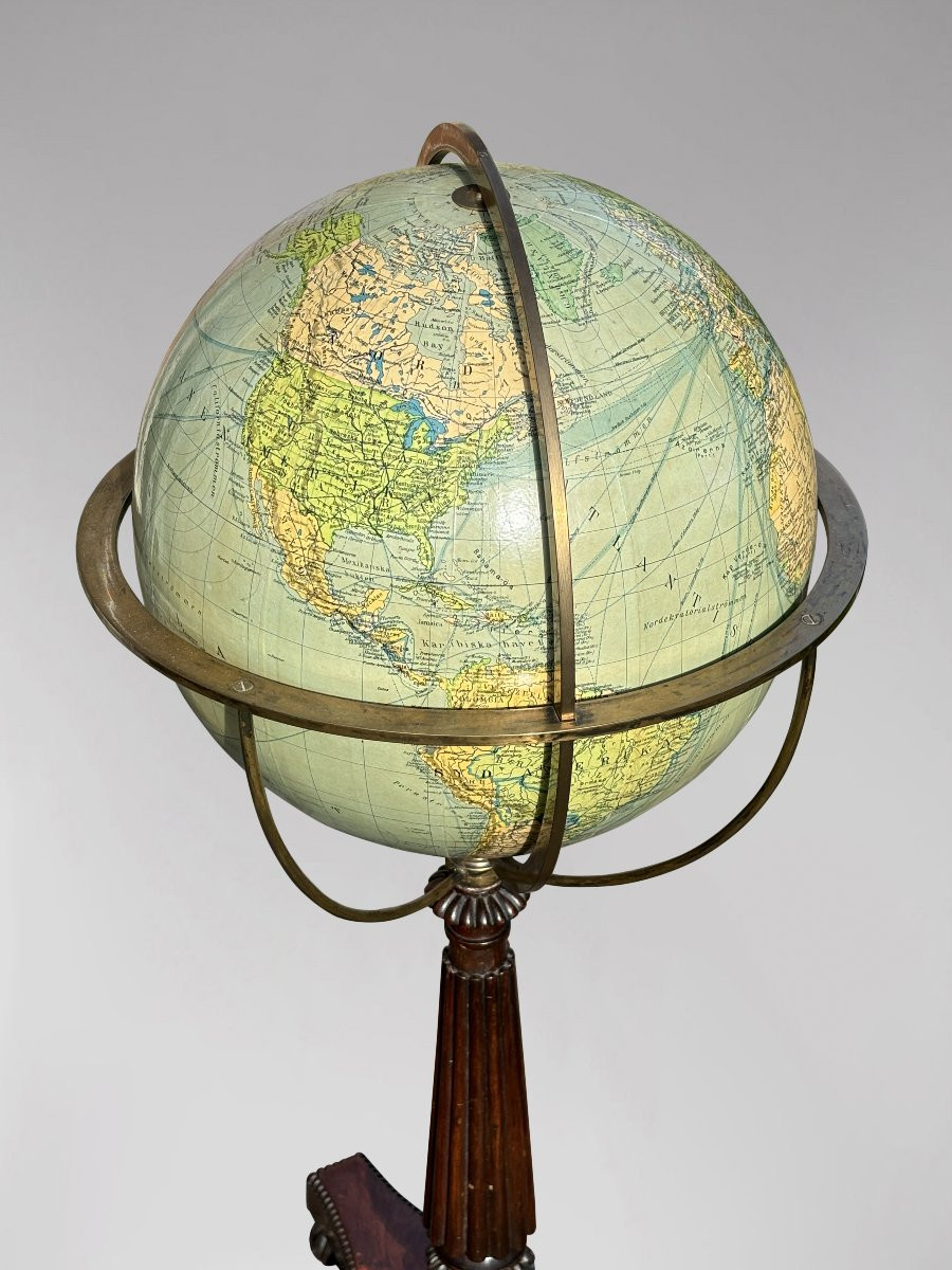 19ème Siècle, Globe Terrestre sur Pied en Palissandre, Époque Guillaume IV-photo-5