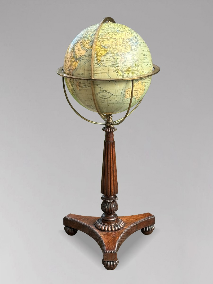 19ème Siècle, Globe Terrestre sur Pied en Palissandre, Époque Guillaume IV