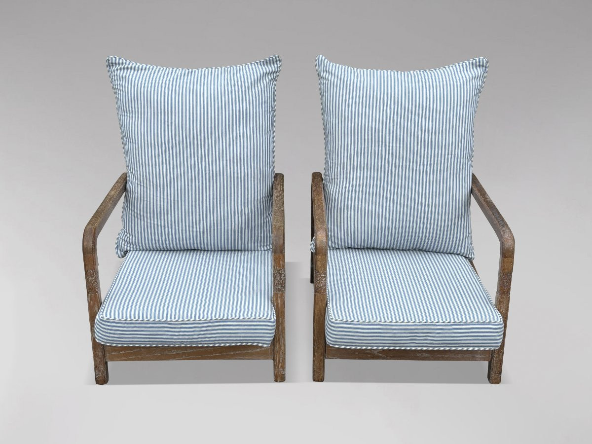 Paire de Fauteuils de Jardin Inclinables dans le Goût de Liberty & Co-photo-5