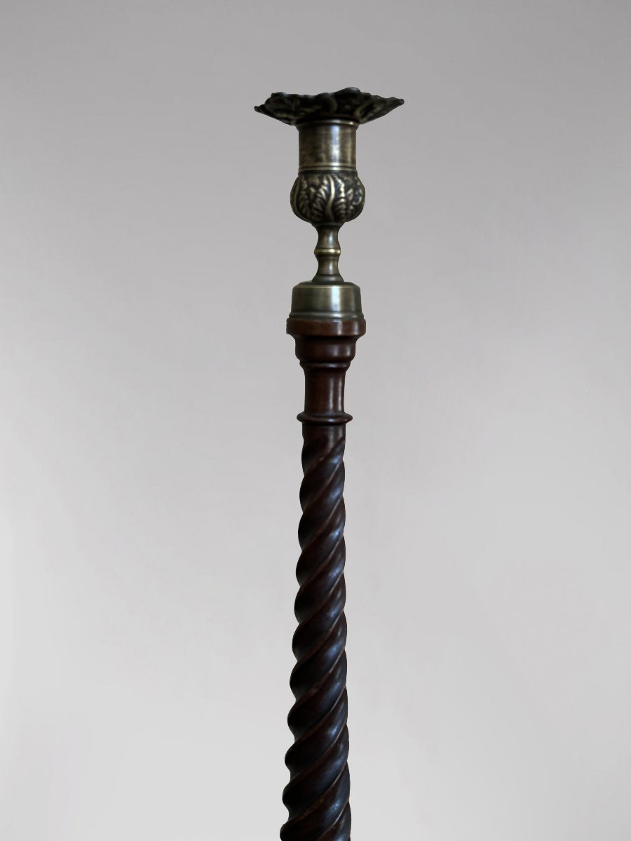 Tall Pair Of Early 19th Century Carved Mahogany Scottish Candlesticks-photo-4