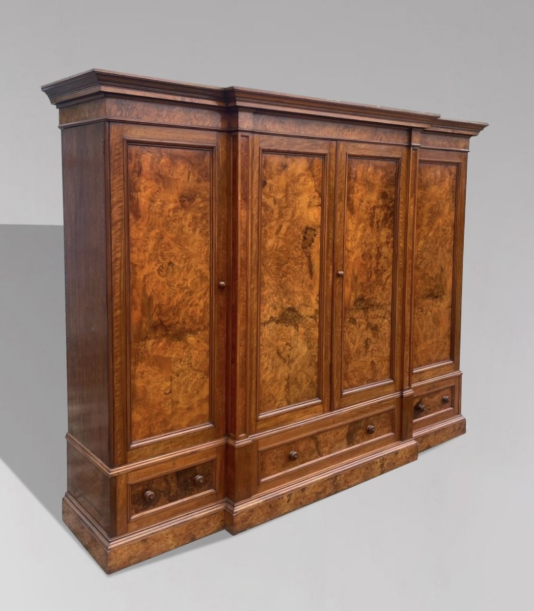 19ème Siècle, Armoire Victorienne à 4 Portes en Ronce de Noyer -photo-7