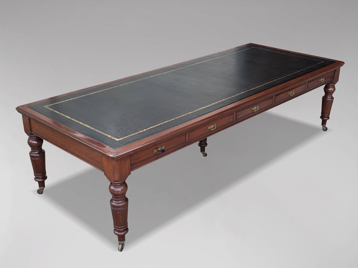 Impressive 19th Century Victorian Period Mahogany Conference Table-photo-3