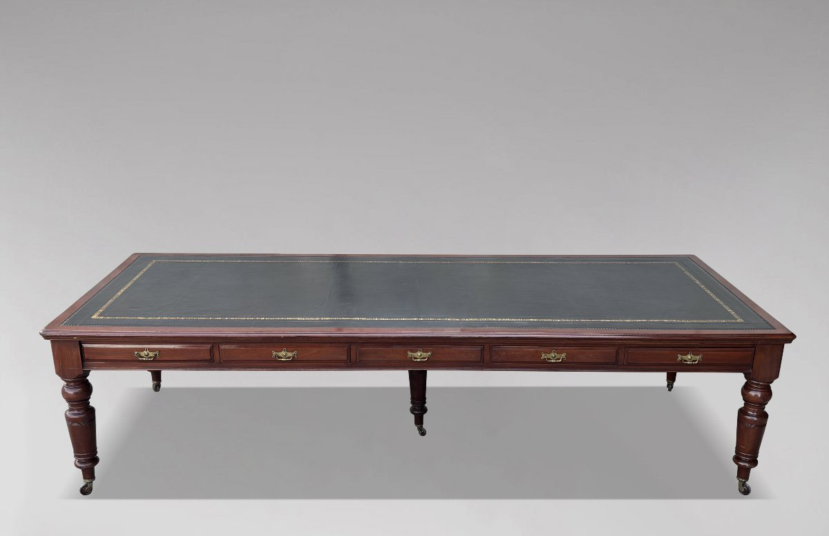 Impressive 19th Century Victorian Period Mahogany Conference Table-photo-7