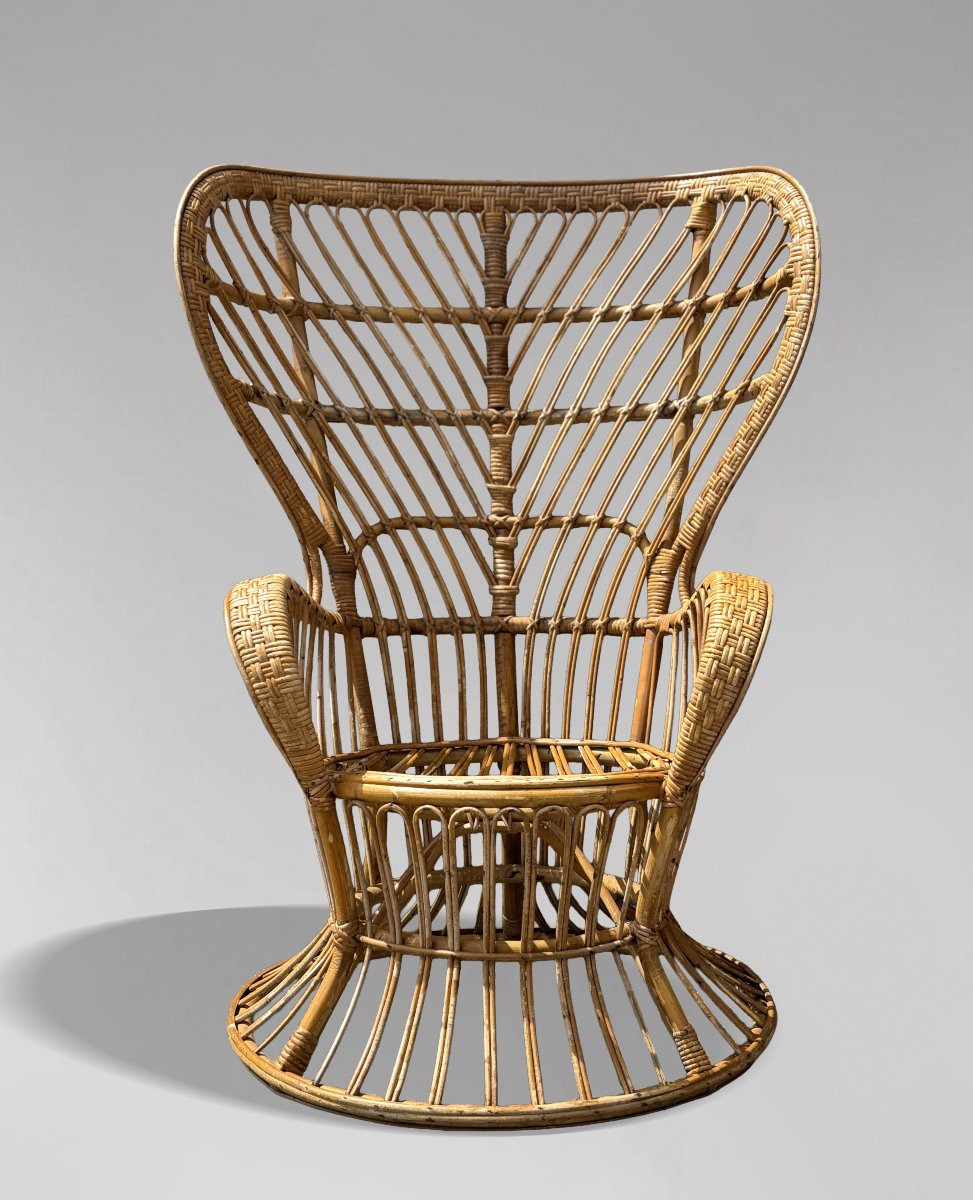 Paire de Fauteuils en Osier Italiens du Milieu du Siècle par Gio Ponti-photo-2