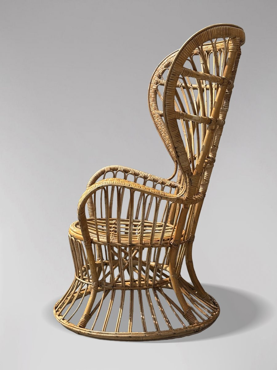 Paire de Fauteuils en Osier Italiens du Milieu du Siècle par Gio Ponti-photo-4