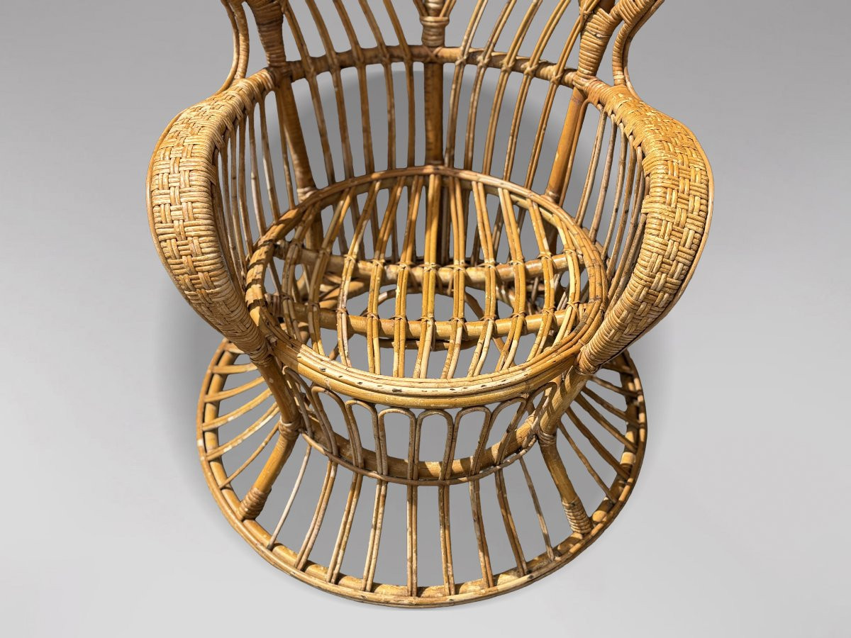 Paire de Fauteuils en Osier Italiens du Milieu du Siècle par Gio Ponti-photo-2