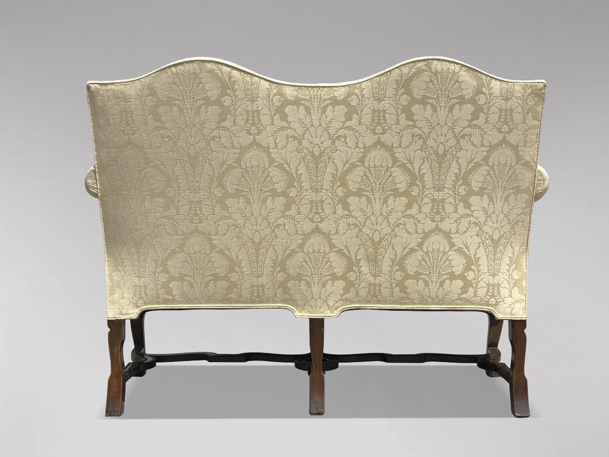 Edwardian Period Carved Walnut Upholstered Settee Of The Queen Anne Style-photo-3