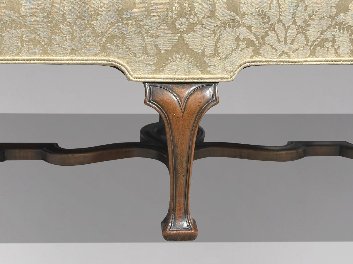 Edwardian Period Carved Walnut Upholstered Settee Of The Queen Anne Style-photo-4