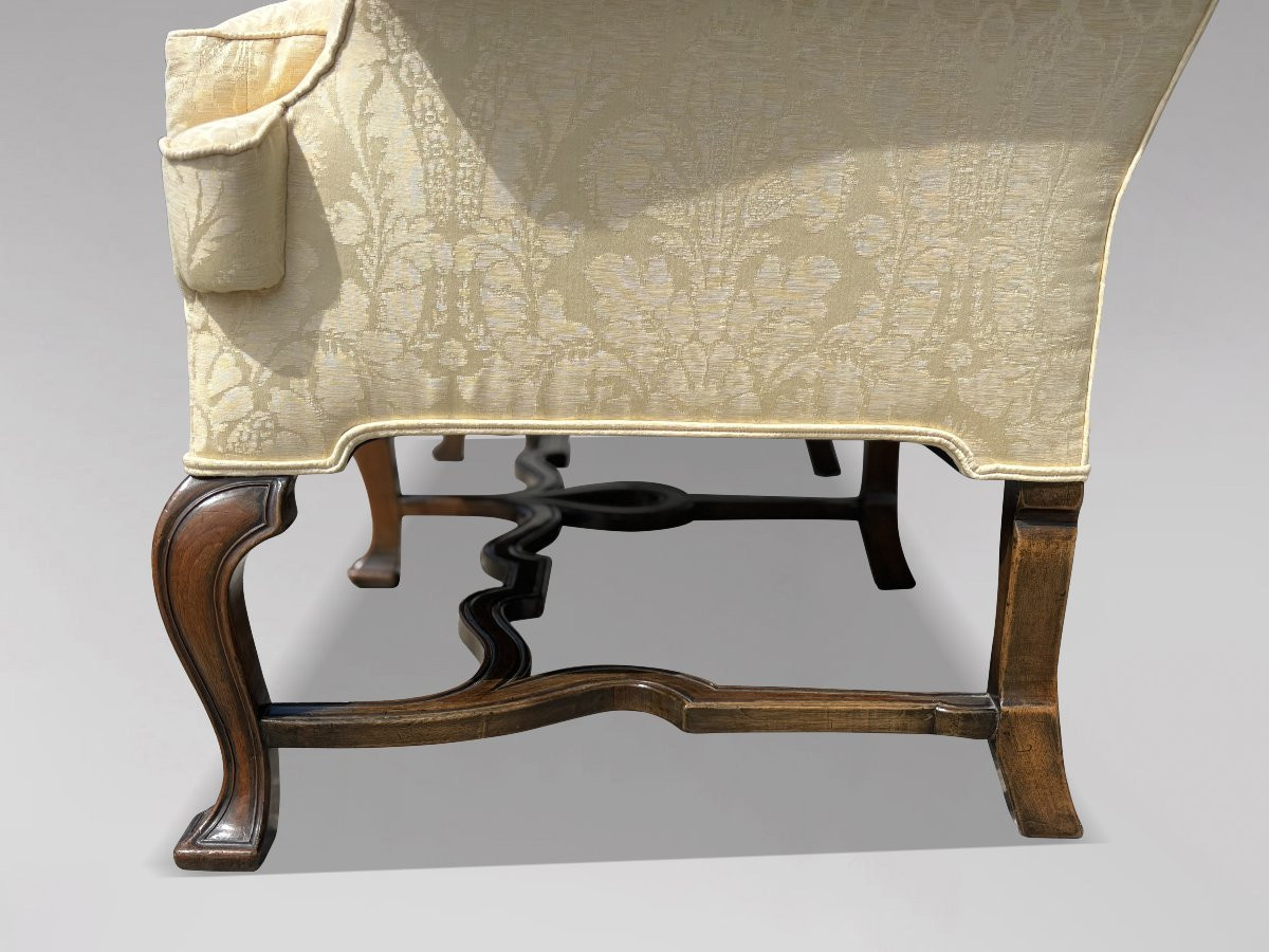 Edwardian Period Carved Walnut Upholstered Settee Of The Queen Anne Style-photo-2