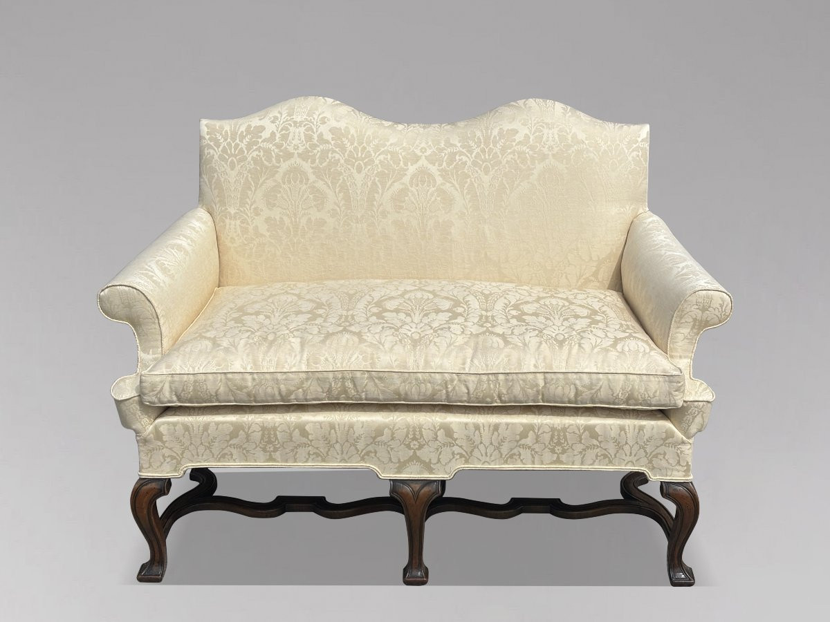 Edwardian Period Carved Walnut Upholstered Settee Of The Queen Anne Style-photo-5