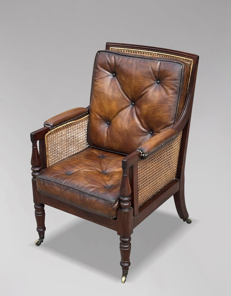 Bergère de Bibliothèque Cannée en Acajou du Début du XIXe Siècle, Époque George IV-photo-2