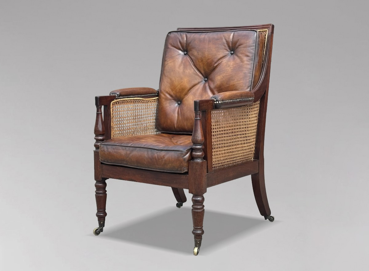 Bergère de Bibliothèque Cannée en Acajou du Début du XIXe Siècle, Époque George IV