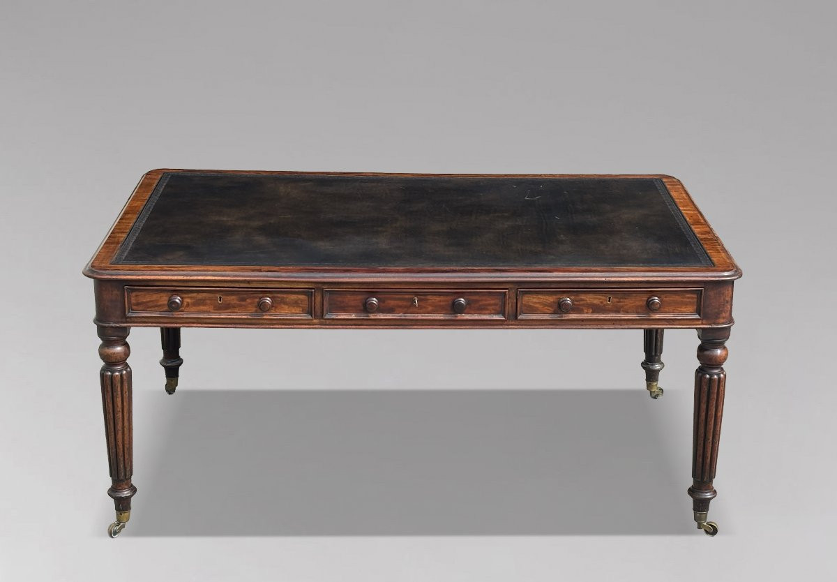 18th Century George III Period Mahogany Writing Table Stamped By W.priest-photo-2