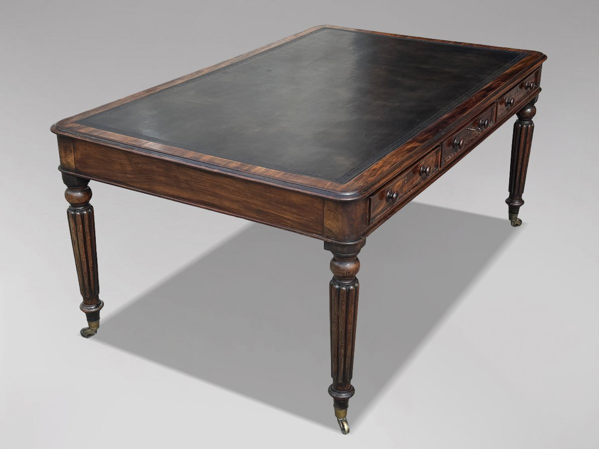 18th Century George III Period Mahogany Writing Table Stamped By W.priest-photo-3