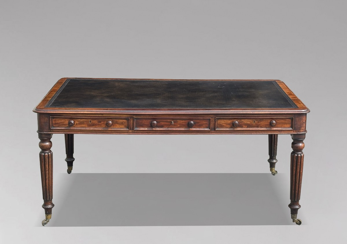 18th Century George III Period Mahogany Writing Table Stamped By W.priest