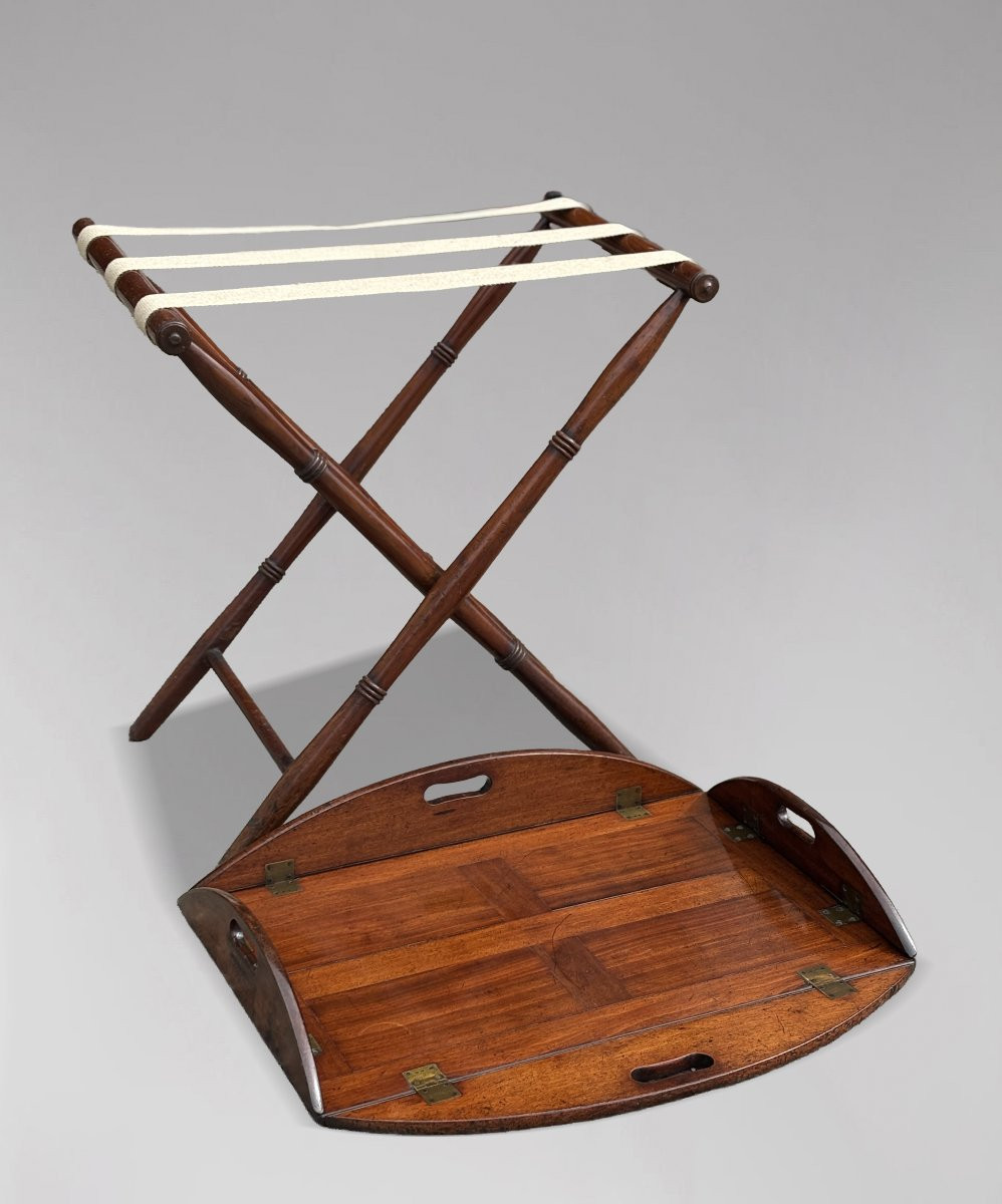 19ème Siècle, Plateau de Butler's Pliant en Acajou sur Pied, Époque George III-photo-3