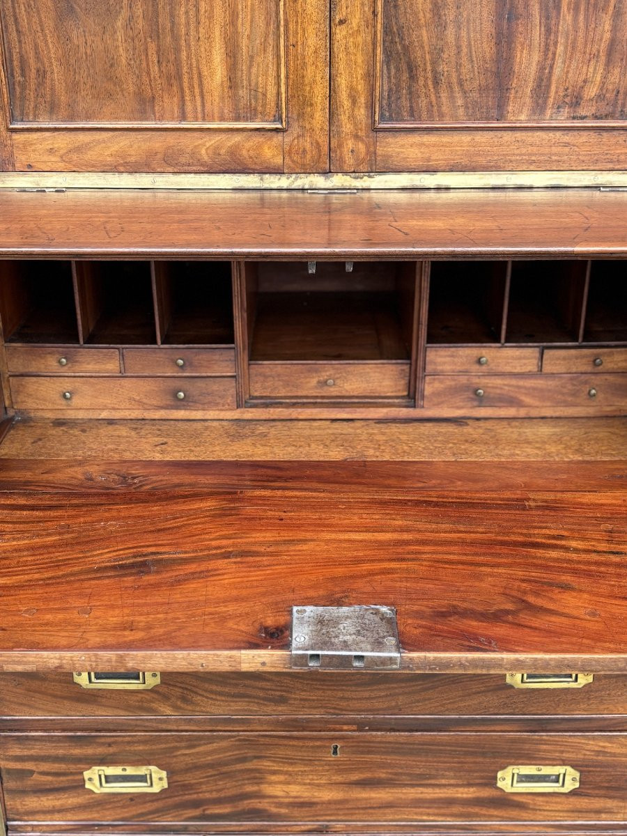 Cabinet Militaire en Acajou du 19ème Siècle avec Secrétaire-photo-1
