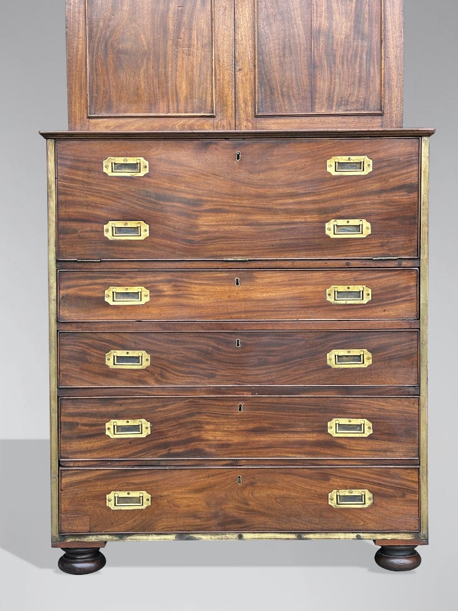 Cabinet Militaire en Acajou du 19ème Siècle avec Secrétaire-photo-4
