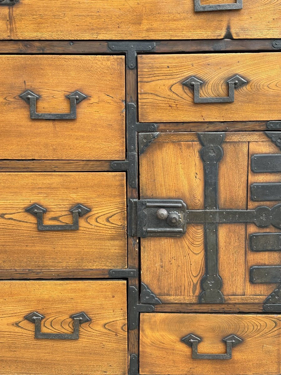 19th Century Late Meiji Japanese Keyaki Merchant Tansu Chest-photo-4
