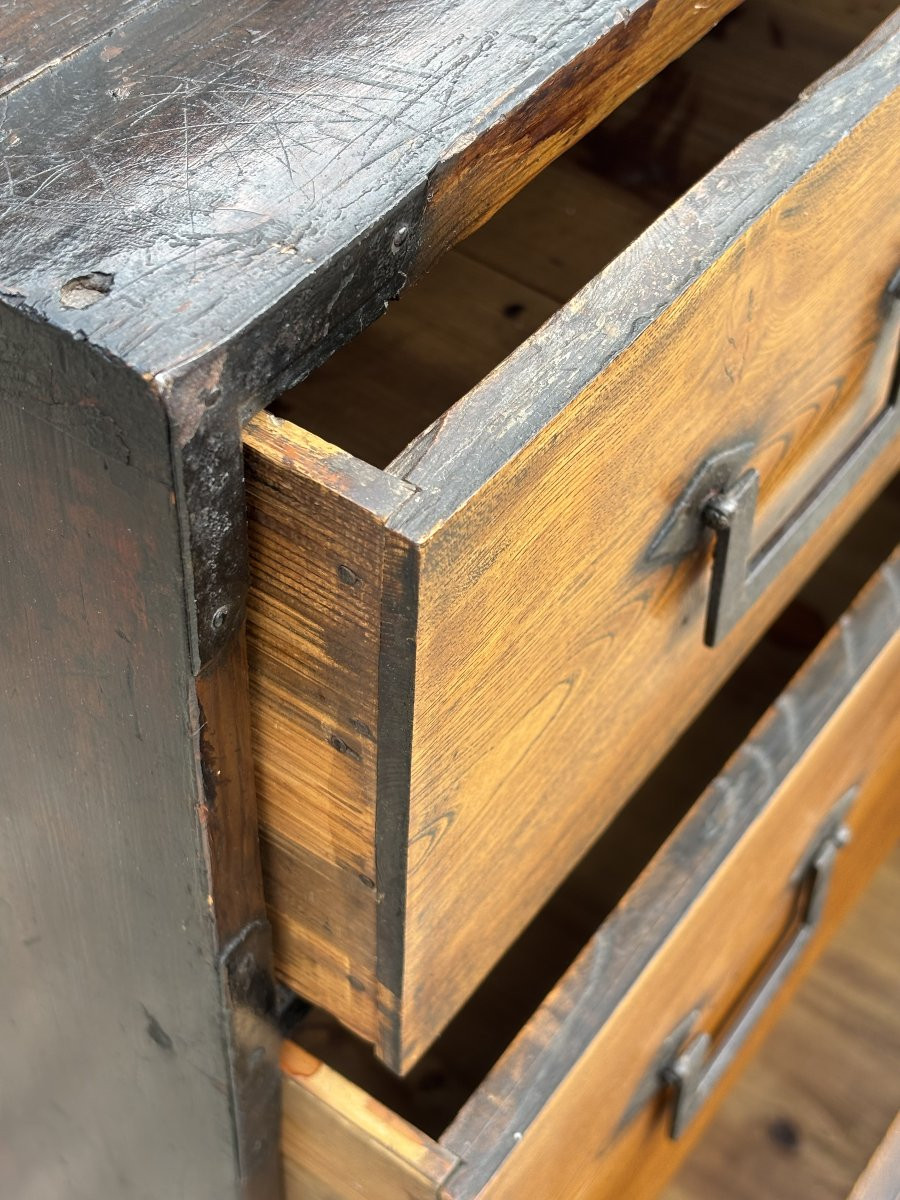 19th Century Late Meiji Japanese Keyaki Merchant Tansu Chest-photo-3