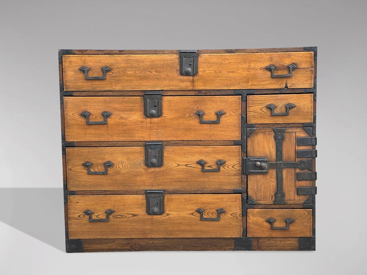 19th Century Late Meiji Japanese Keyaki Merchant Tansu Chest-photo-5