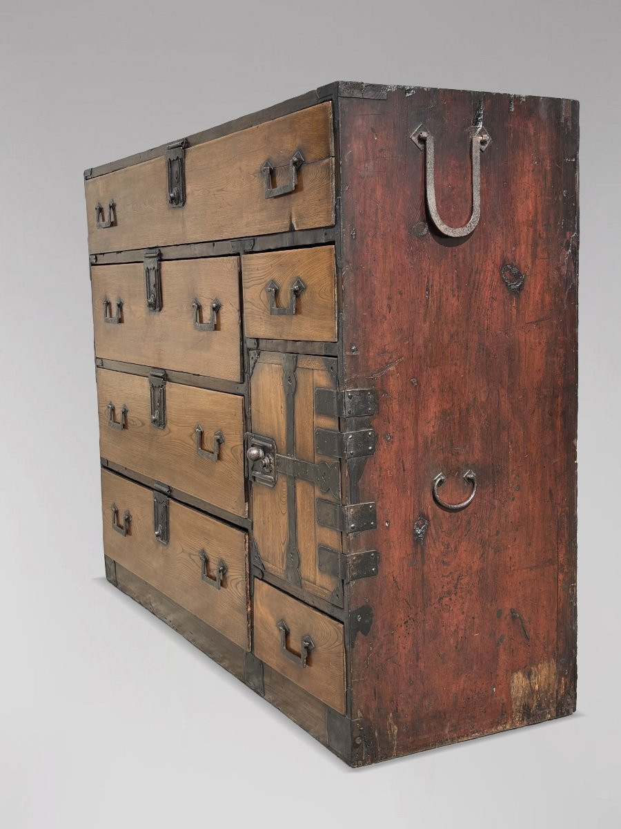 19th Century Late Meiji Japanese Keyaki Merchant Tansu Chest-photo-6