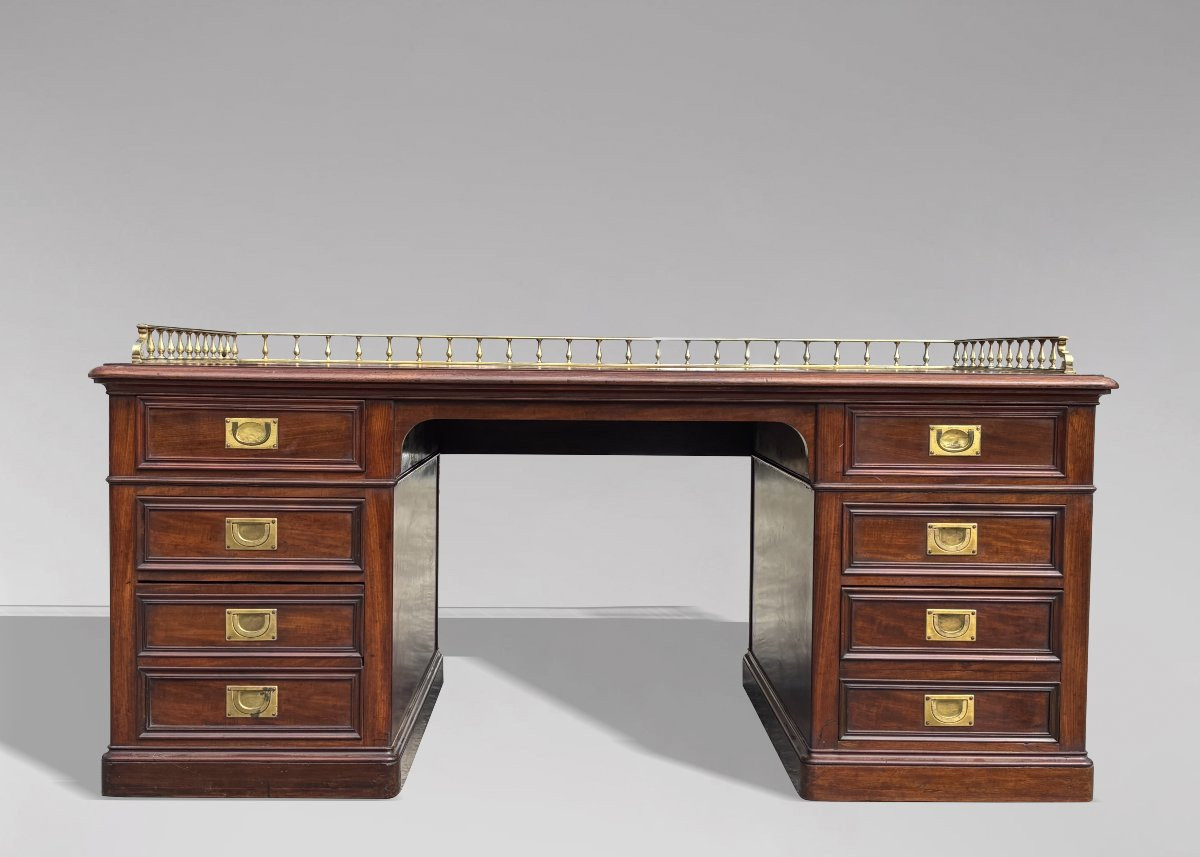 19th Century Victorian Period Mahogany Campaign Desk-photo-2