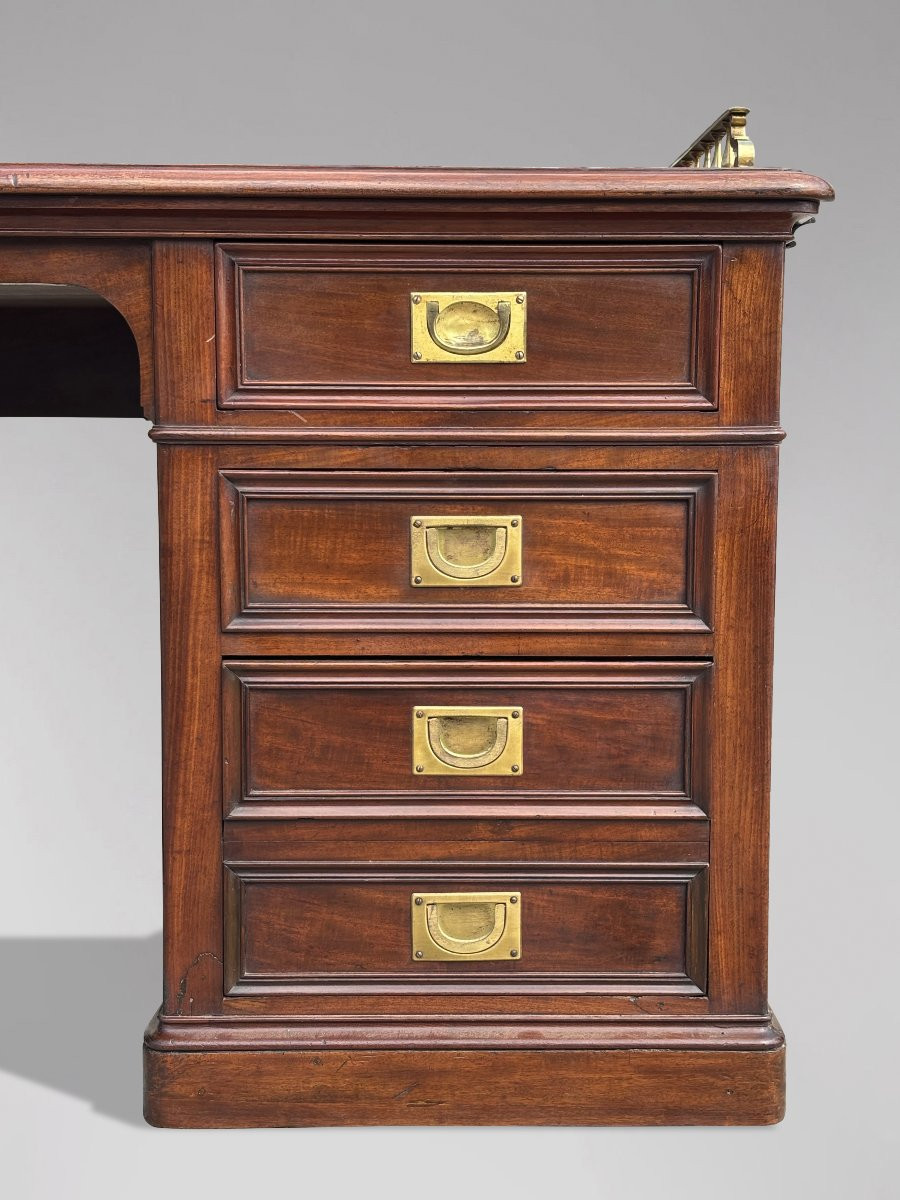 19th Century Victorian Period Mahogany Campaign Desk-photo-4