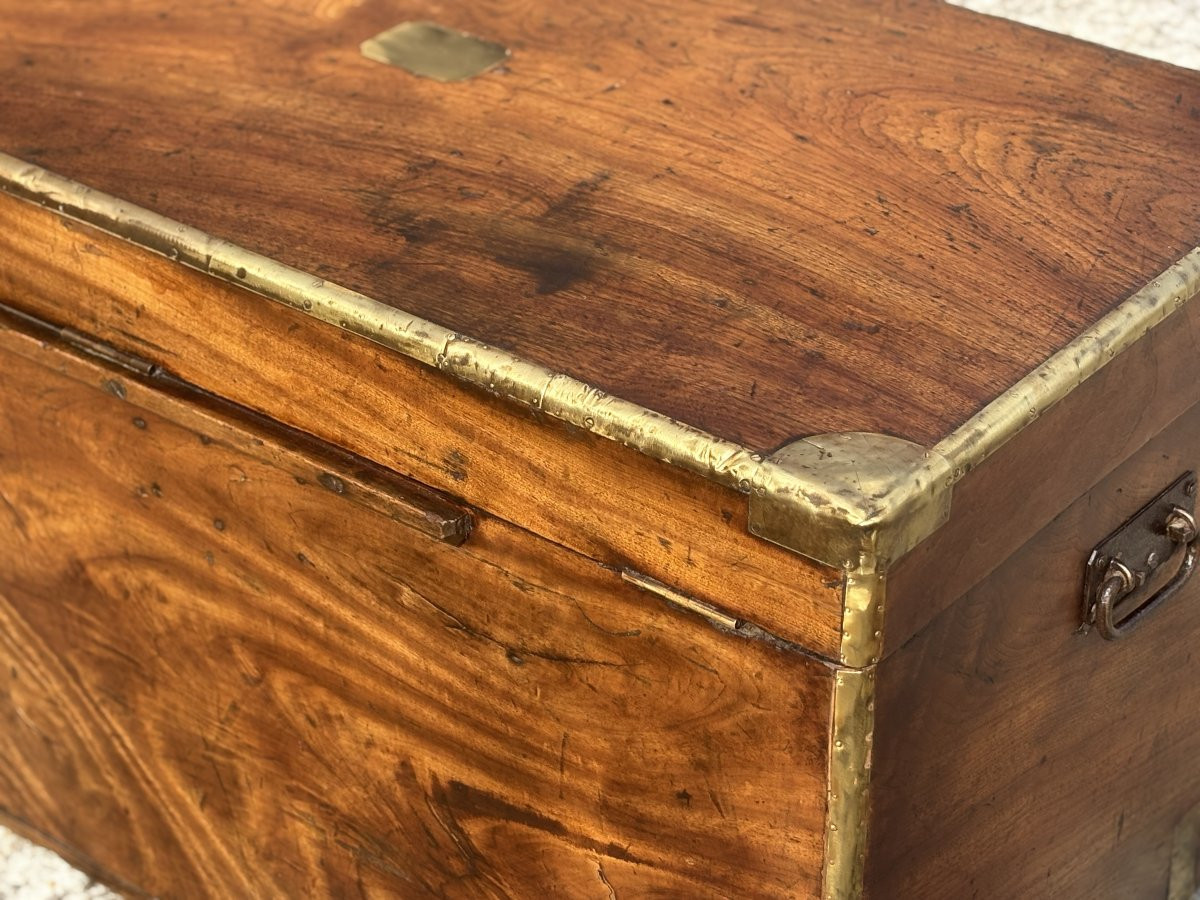 Large 19th Century Camphor Wood Campaign Trunk-photo-7