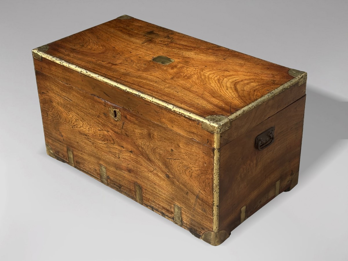 Large 19th Century Camphor Wood Campaign Trunk
