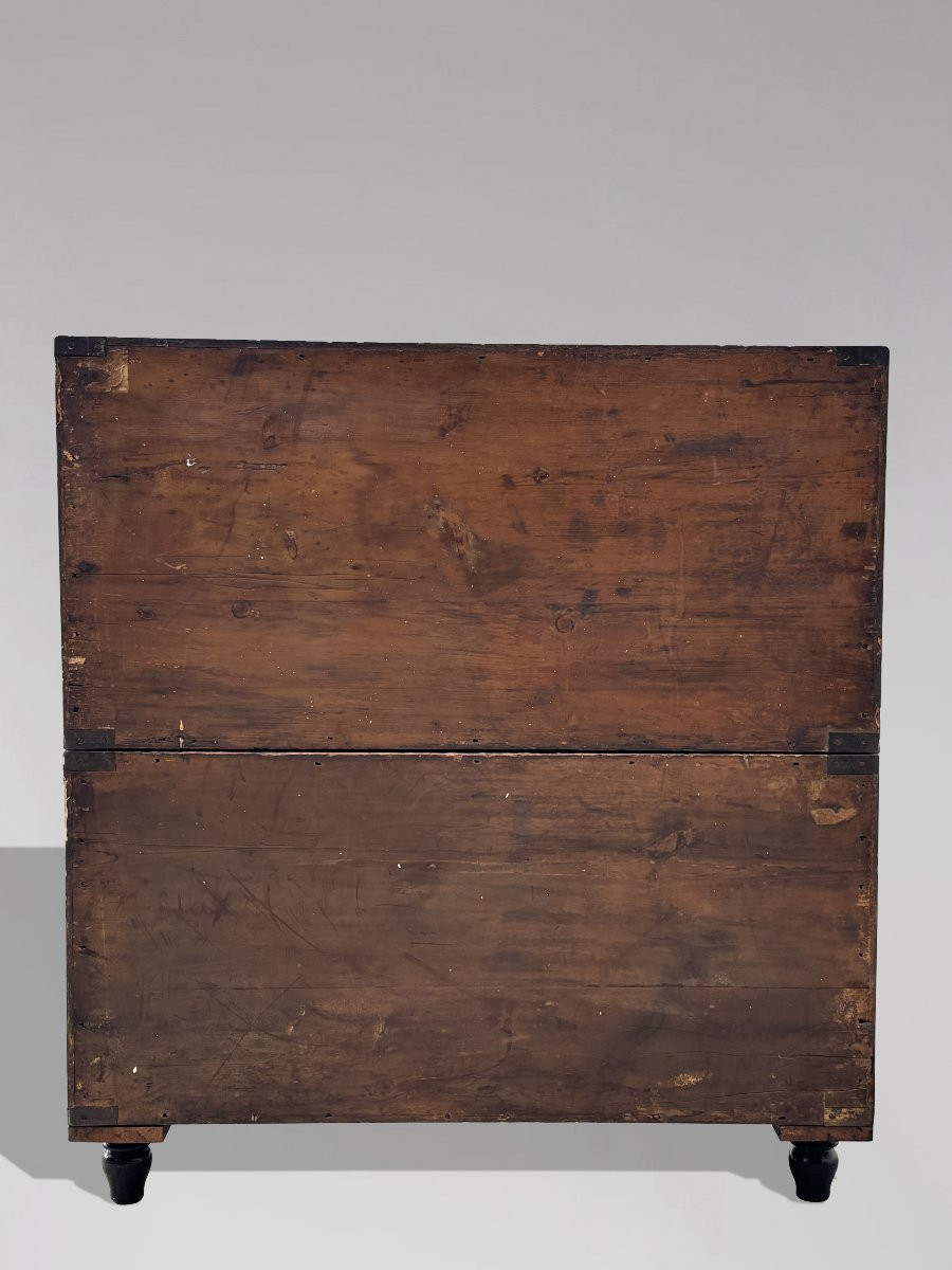 19th Century Oak Military Campaign Chest Of Drawers-photo-6