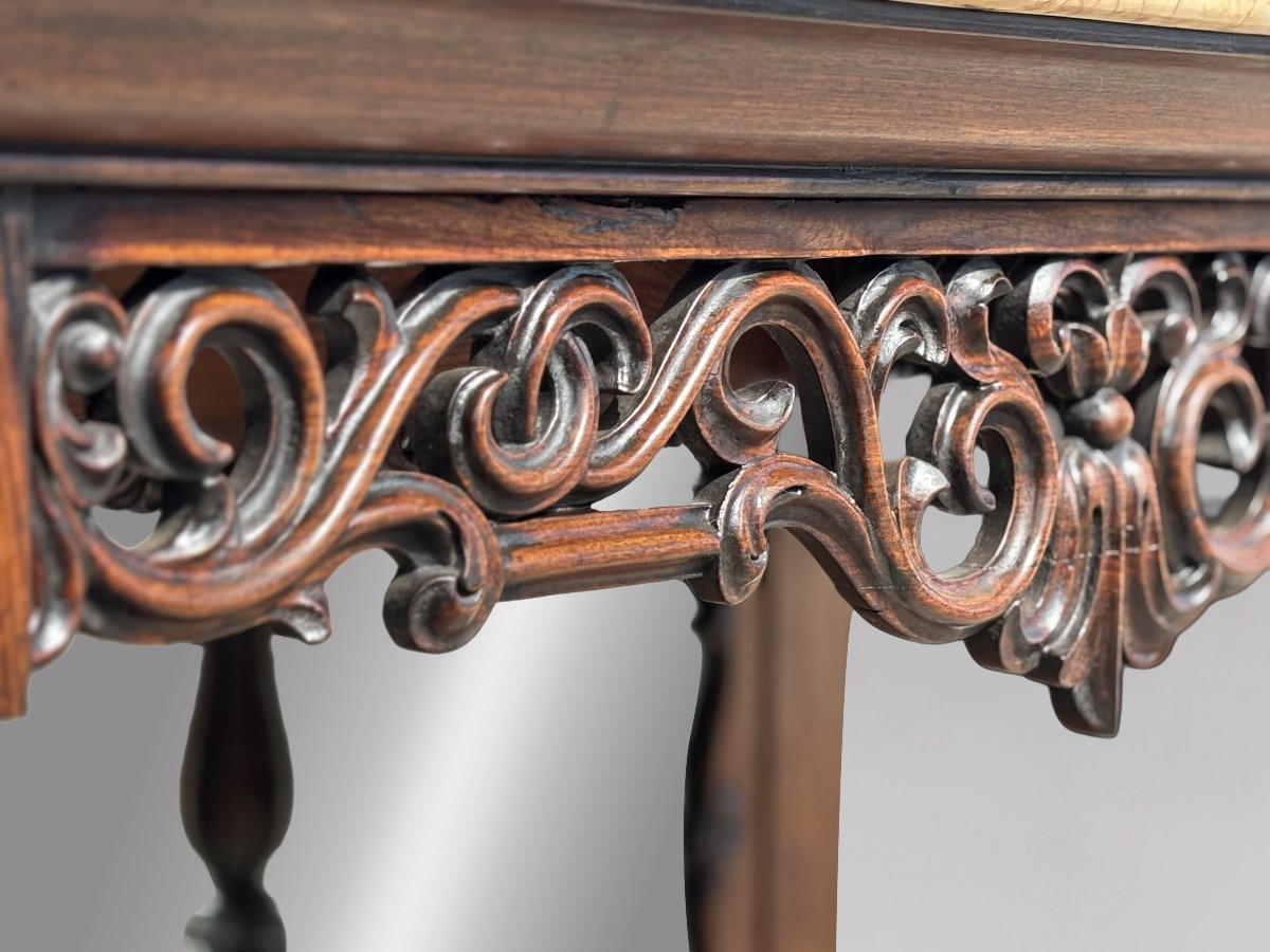 19th Century William IV Period Carved Rosewood Marble Top Console Table-photo-1