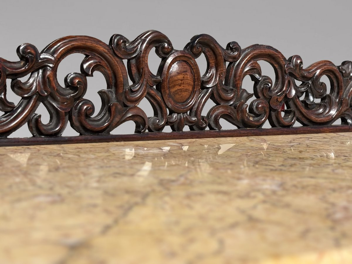 19th Century William IV Period Carved Rosewood Marble Top Console Table-photo-2